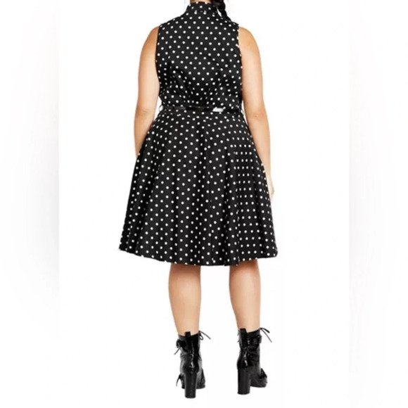 City Chic Nellie Dress Navy spot - new with tags size 14 - Picture 2 of 13